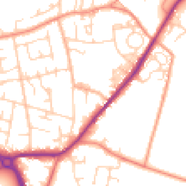 Daytime road noise heatmap for LS26 8SW