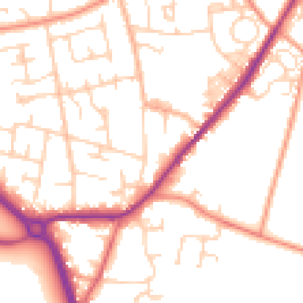 Daytime road noise heatmap for LS26 8TA