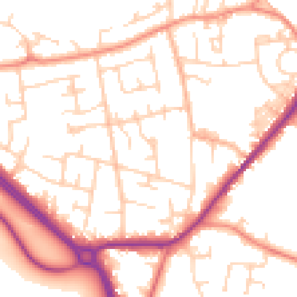 Daytime road noise heatmap for LS26 8TE