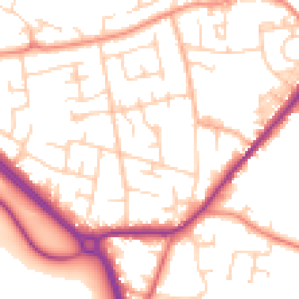 Daytime road noise heatmap for LS26 8TF