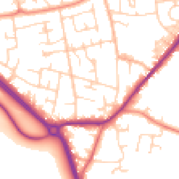 Daytime road noise heatmap for LS26 8TG