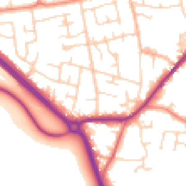 Daytime road noise heatmap for LS26 8TQ