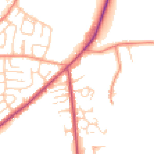 Daytime road noise heatmap for LS26 8UF