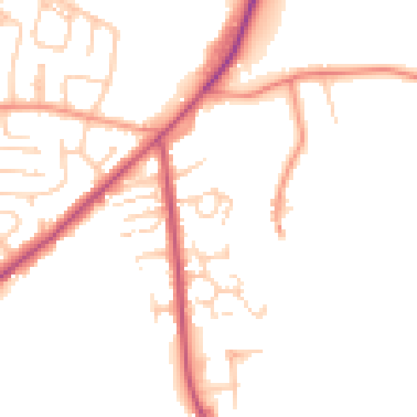 Daytime road noise heatmap for LS26 8UG