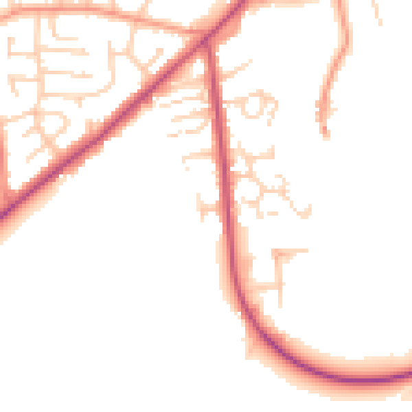 Daytime road noise heatmap for LS26 8UN