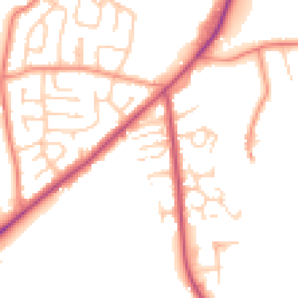 Daytime road noise heatmap for LS26 8UQ