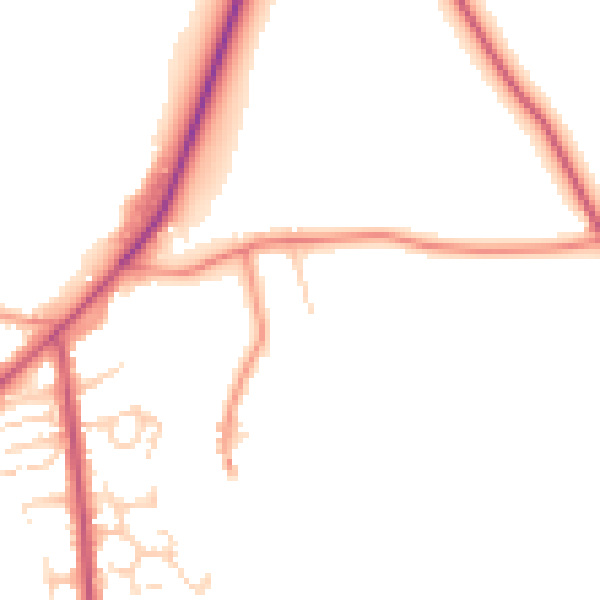 Daytime road noise heatmap for LS26 8UX