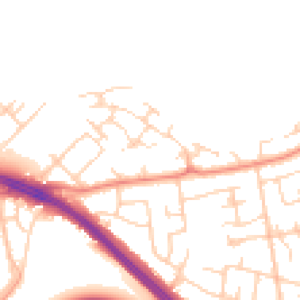 Daytime road noise heatmap for LS26 8WE