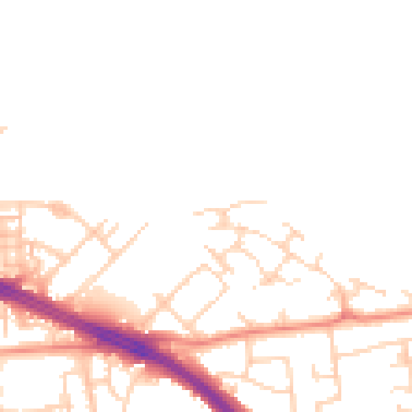 Daytime road noise heatmap for LS26 8WJ