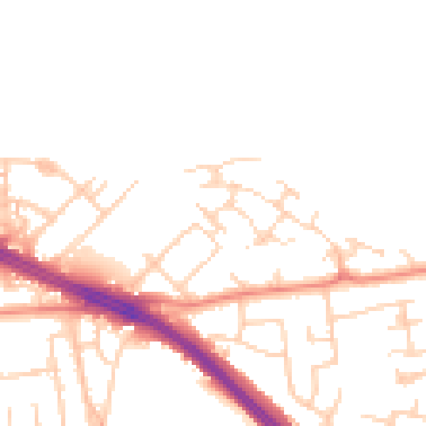 Daytime road noise heatmap for LS26 8WN