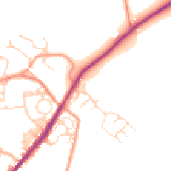Daytime road noise heatmap for LS26 8WR