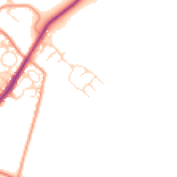 Daytime road noise heatmap for LS26 8WU