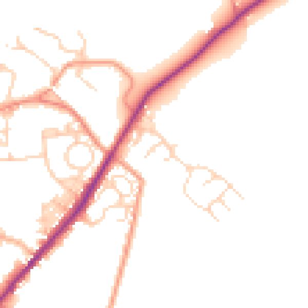 Daytime road noise heatmap for LS26 8WY