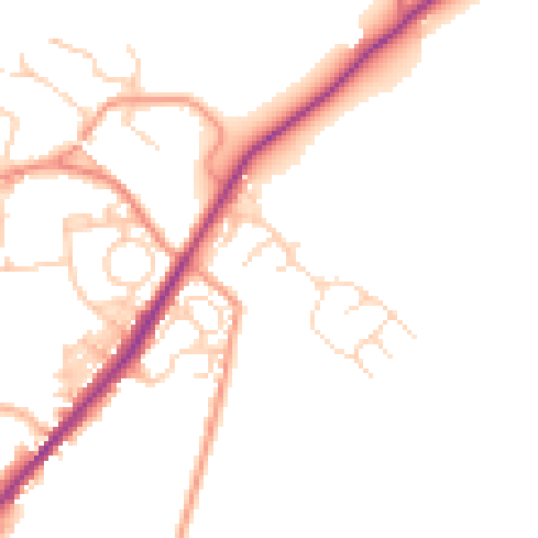 Daytime road noise heatmap for LS26 8WZ