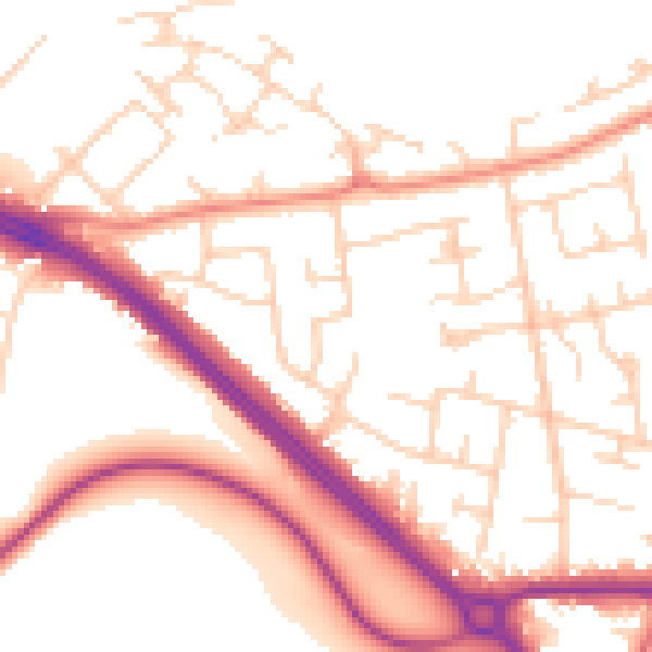 Daytime road noise heatmap for LS26 8XD