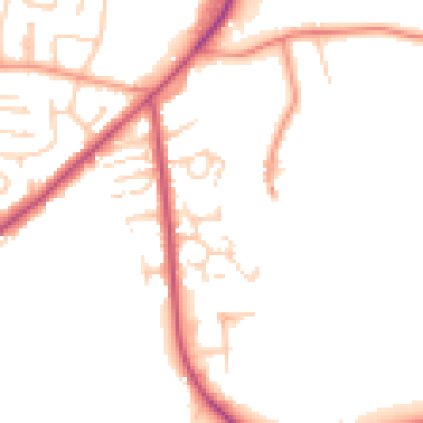 Daytime road noise heatmap for LS26 8XH
