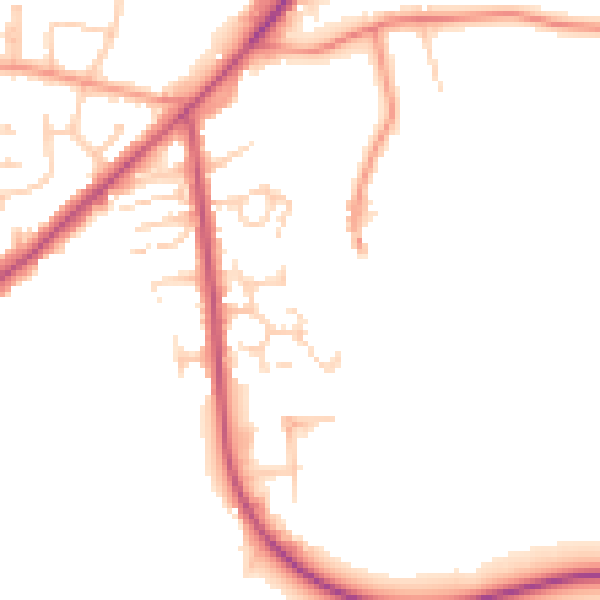 Daytime road noise heatmap for LS26 8XN