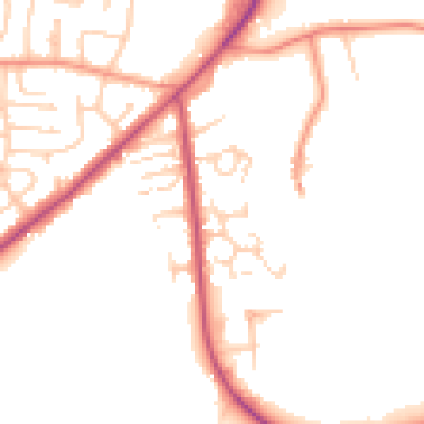 Daytime road noise heatmap for LS26 8XQ
