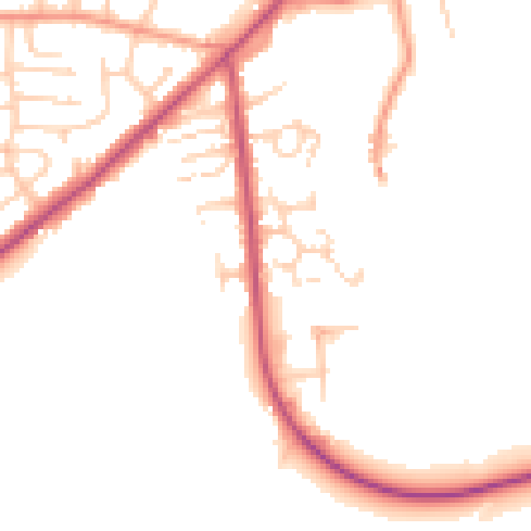 Daytime road noise heatmap for LS26 8XW