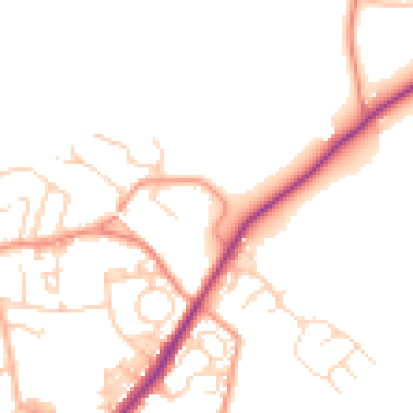 Daytime road noise heatmap for LS26 8ZG
