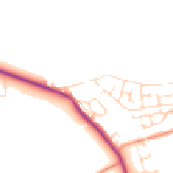 Daytime road noise heatmap for LS26 9DZ