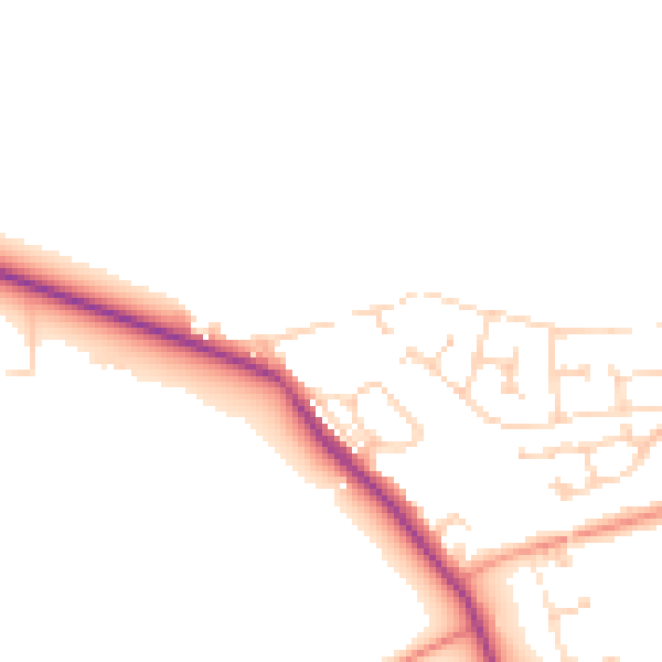 Daytime road noise heatmap for LS26 9EA