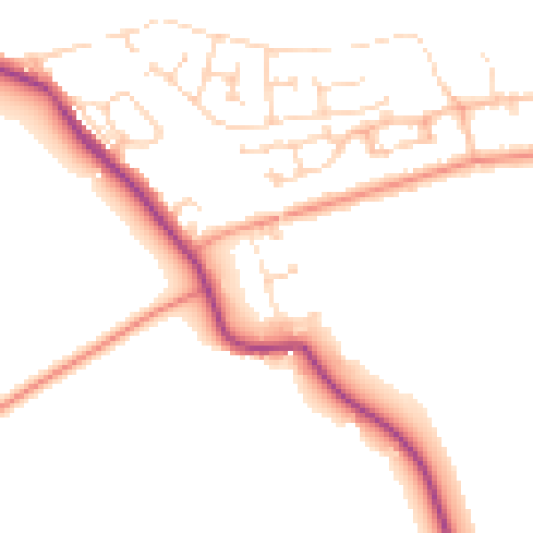 Daytime road noise heatmap for LS26 9EF