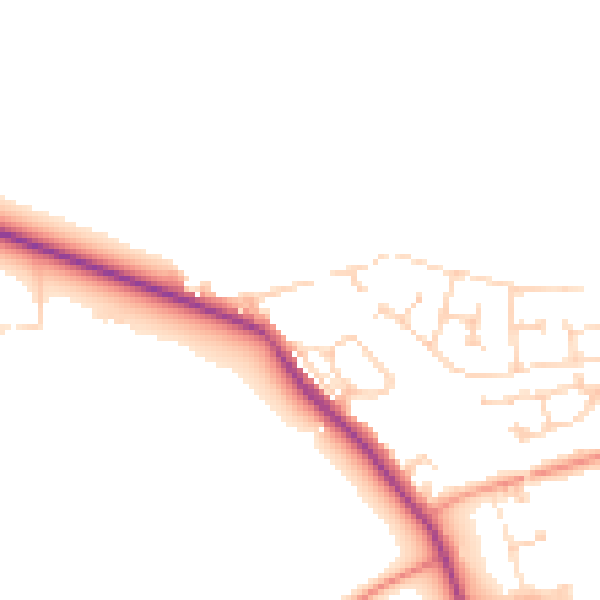 Daytime road noise heatmap for LS26 9ES