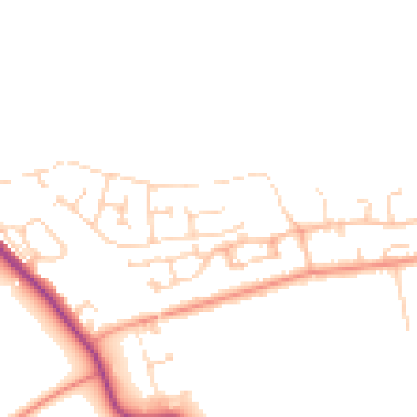 Daytime road noise heatmap for LS26 9FJ