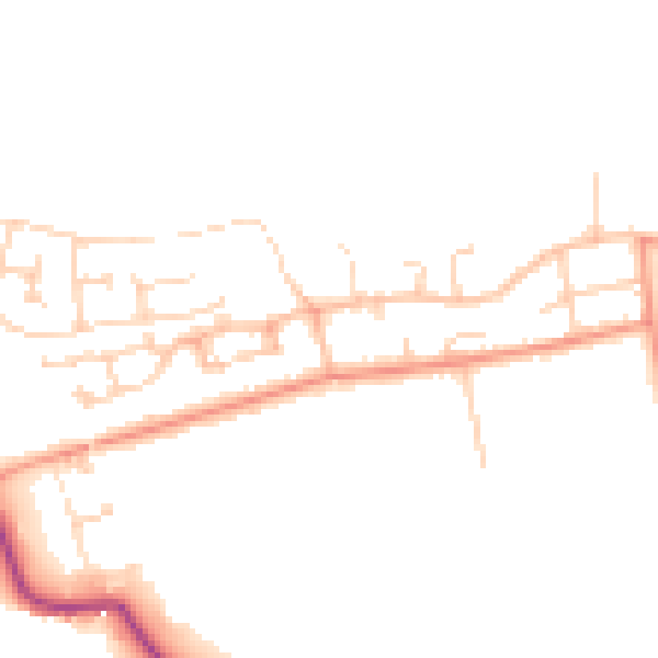 Daytime road noise heatmap for LS26 9HY