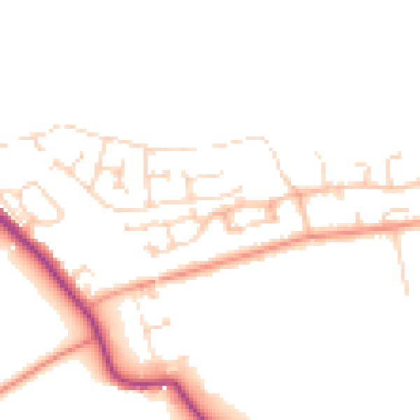 Daytime road noise heatmap for LS26 9LD