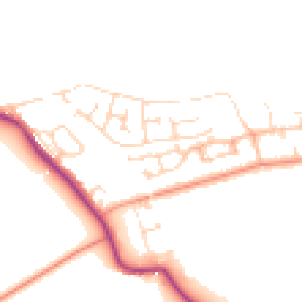 Daytime road noise heatmap for LS26 9LE
