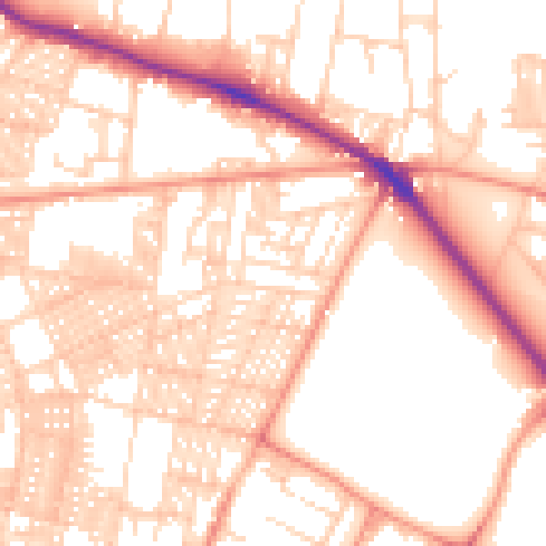 Daytime road noise heatmap for LS6 1BD