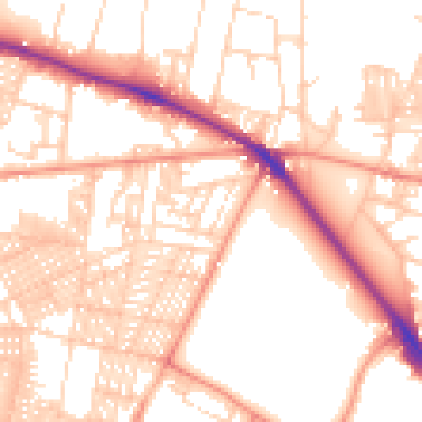 Daytime road noise heatmap for LS6 1BQ