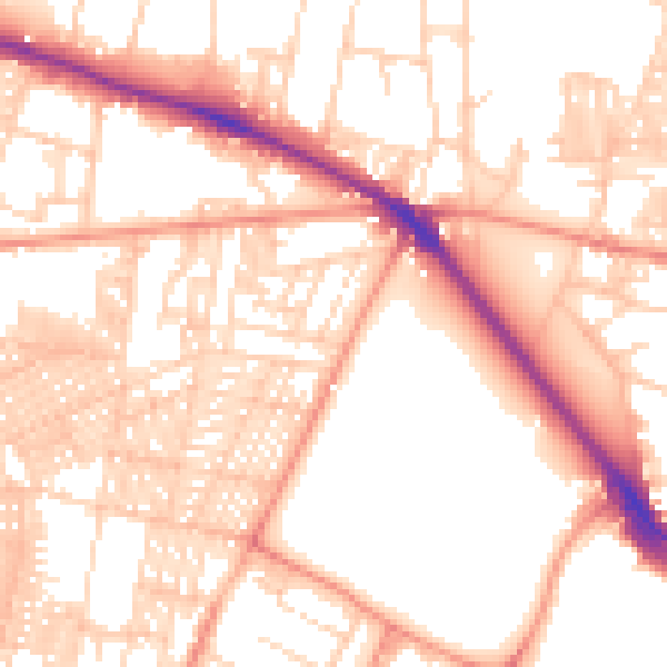 Daytime road noise heatmap for LS6 1BW