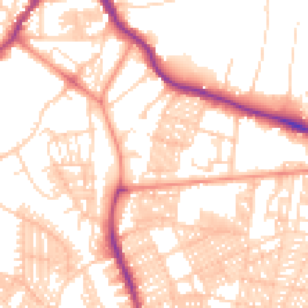 Daytime road noise heatmap for LS6 1DB