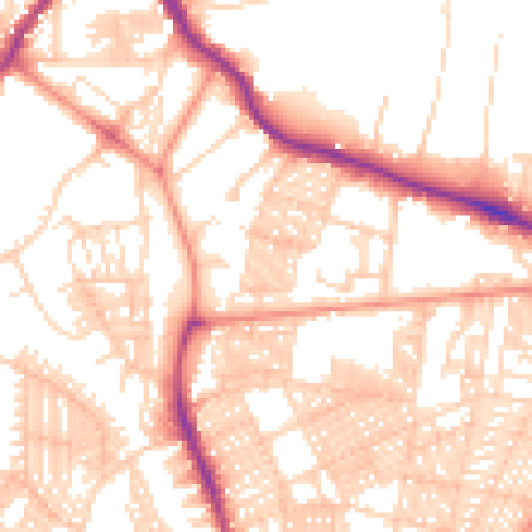 Daytime road noise heatmap for LS6 1DD