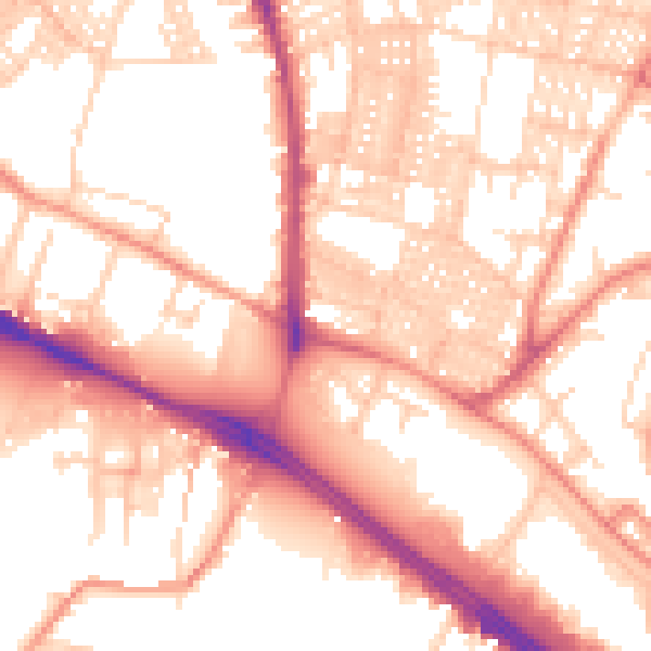 Daytime road noise heatmap for LS6 1QQ