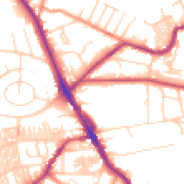 Daytime road noise heatmap for LS6 2BQ