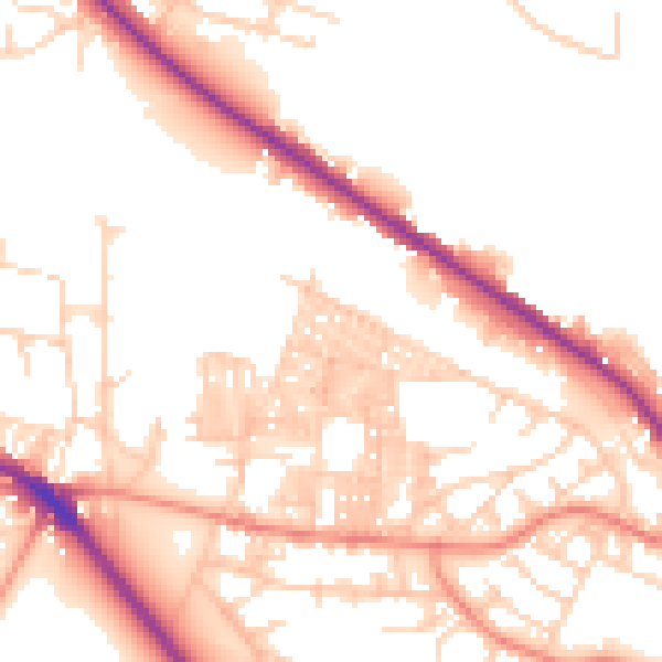 Daytime road noise heatmap for LS6 2JA