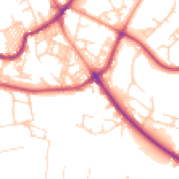 Daytime road noise heatmap for LS6 2WA