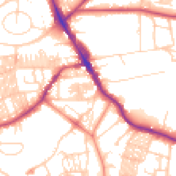 Daytime road noise heatmap for LS6 3AU