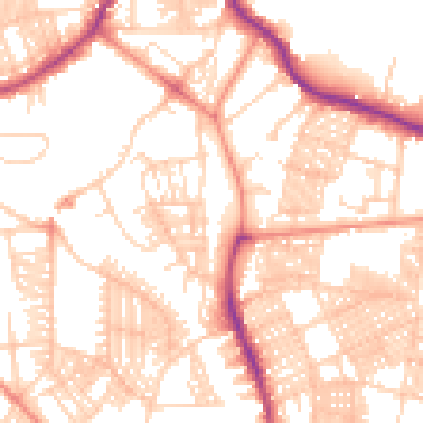 Daytime road noise heatmap for LS6 3BN