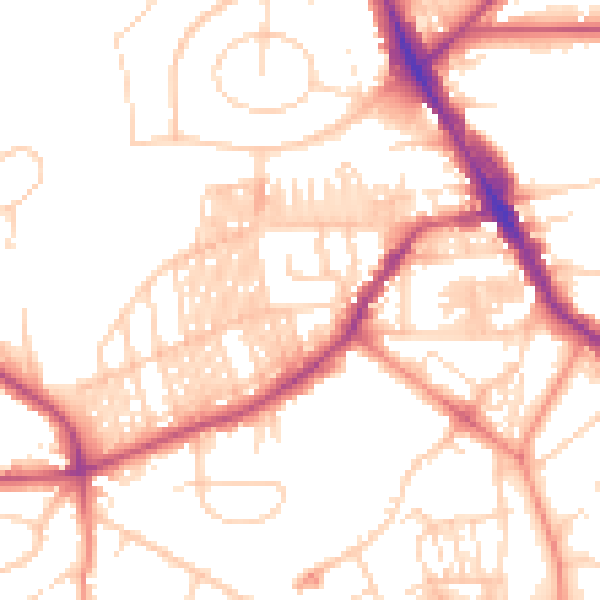 Daytime road noise heatmap for LS6 3EN