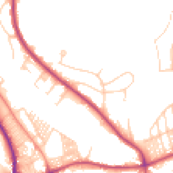 Daytime road noise heatmap for LS6 3NJ