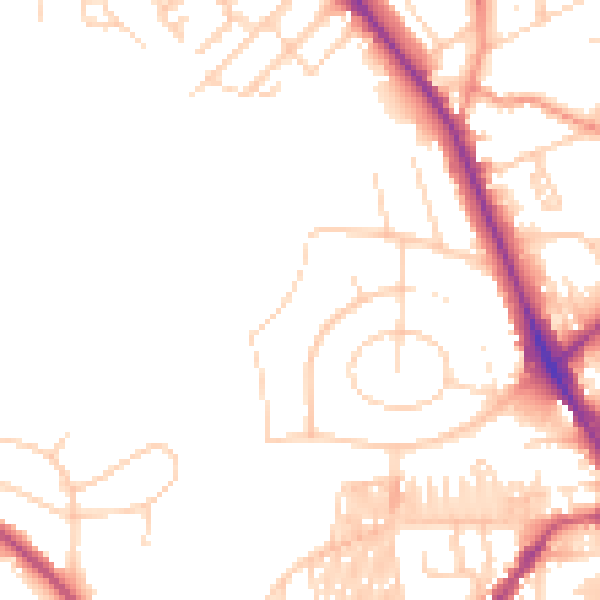 Daytime road noise heatmap for LS6 3QB