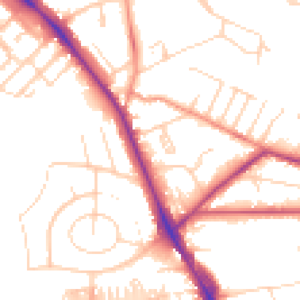 Daytime road noise heatmap for LS6 4BE