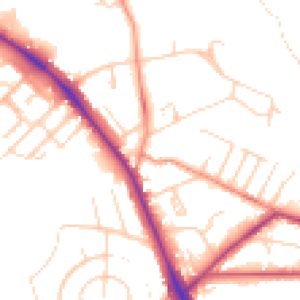 Daytime road noise heatmap for LS6 4BQ