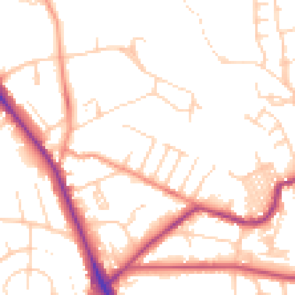 Daytime road noise heatmap for LS6 4BS