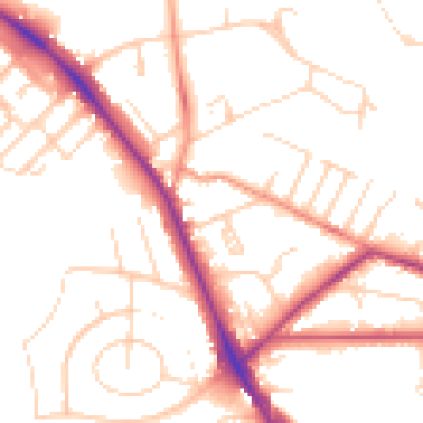 Daytime road noise heatmap for LS6 4DD
